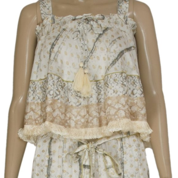 Anannasa Serp Jumpsuit With Sash Belt Printed Fringes NWT S - Picture 6 of 6